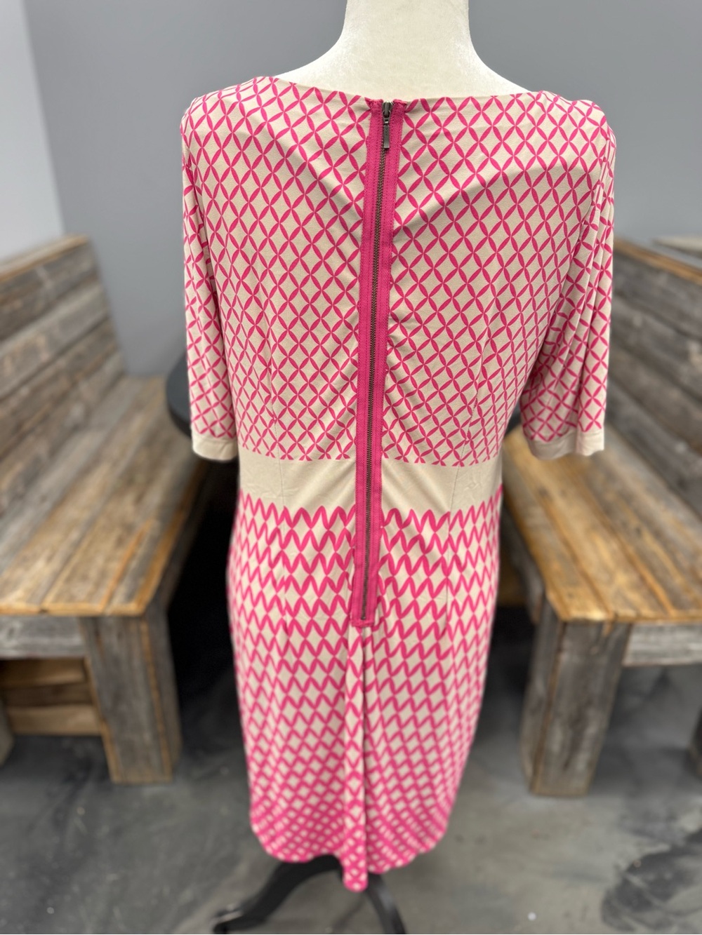 Pink Patterned Shift Dress - Women's - Picture 3 of 5